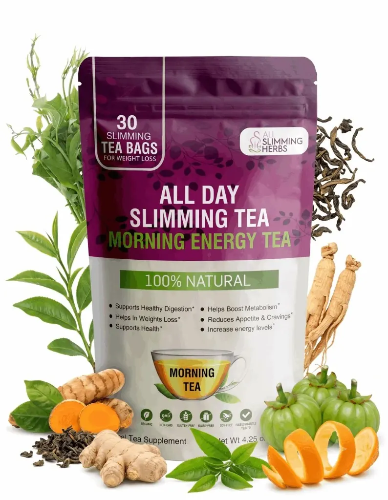All Day Slimming Tea morning energy tea pouch with herbs and botanicals